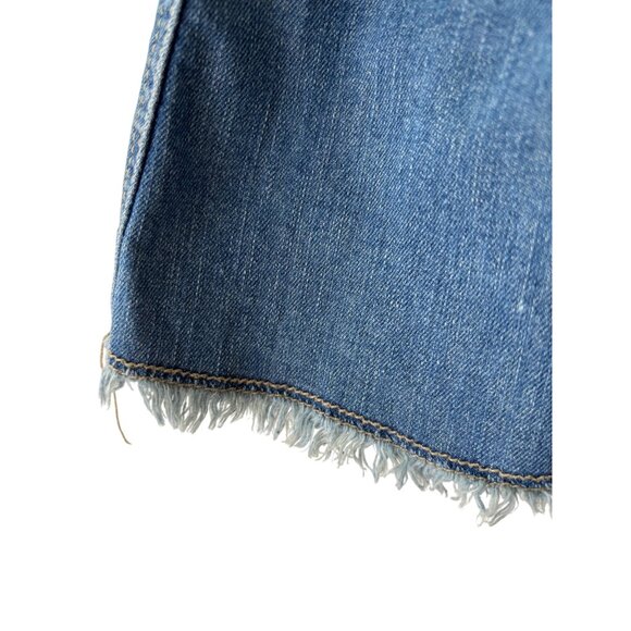 Vintage Style J Denim A Line Midi Skirt Button Fly Back Flap Pockets Frayed Hem - Picture 14 of 16